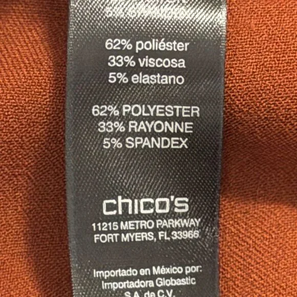 Chicos So Slimming Rust Orange Pants Size M Short High-Waisted Design Pants - Picture 4 of 12